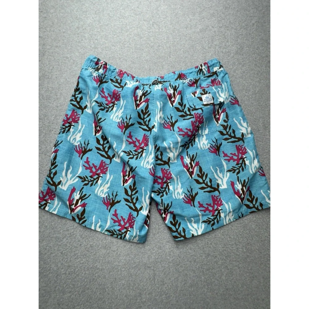 Peter Millar Swim Shorts Mens Large Blue Coral Reef Lined Drawstring Waist